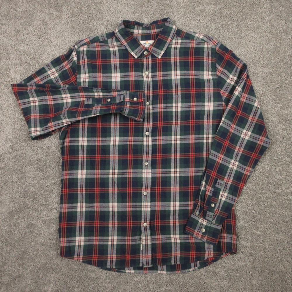 Marine Layer Shirt Mens Large Plaid Tartan Twill Flannel Outdoor Work Button Up - Picture 2 of 7